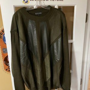 BAGAZIO Cashmere, Leather & Wool Pullover Sweater, XXL (Green)